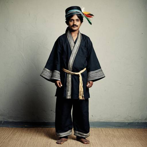 Boy in Traditional Black Indian Costume
