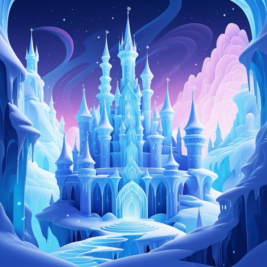 Dreamy Ice Castle with Ambient Lighting