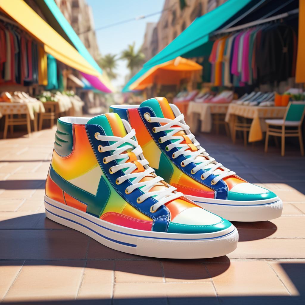 Stylish Sneakers in Vibrant Street Market