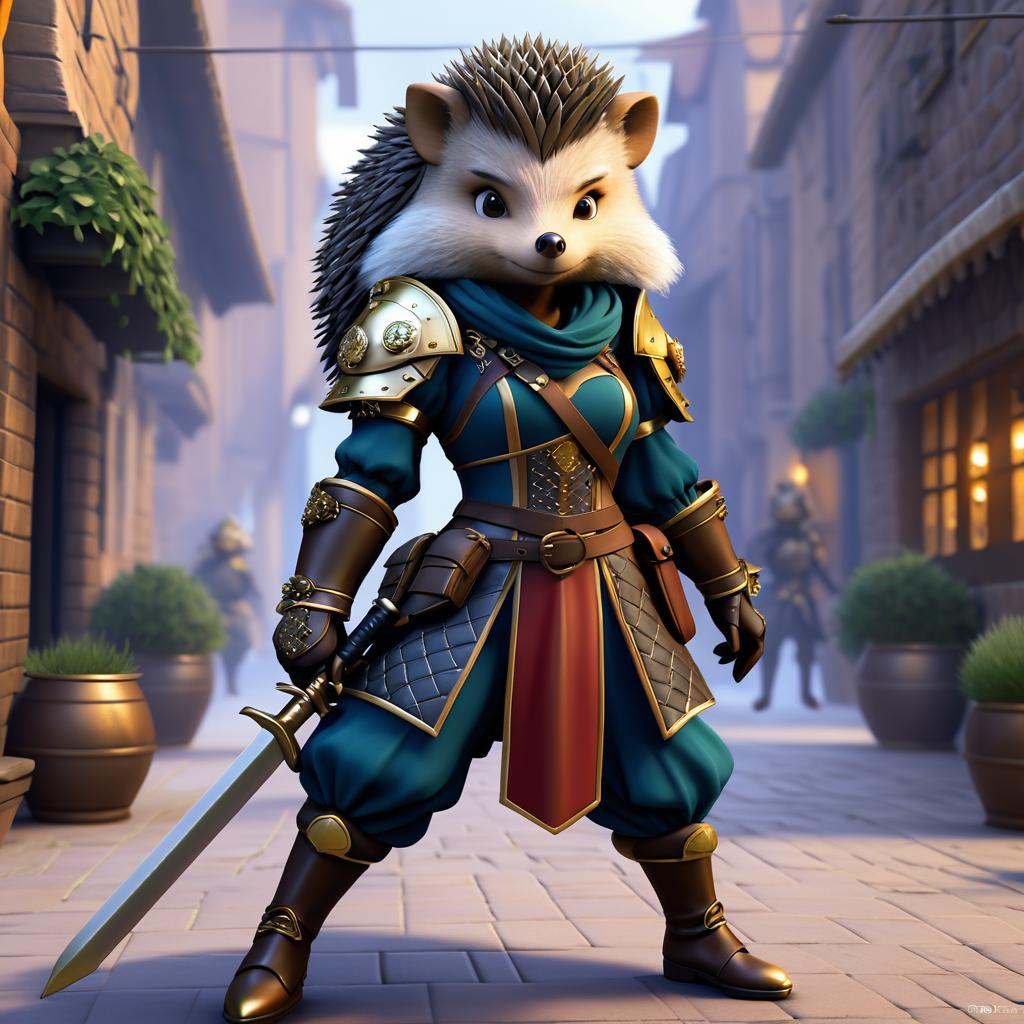 Urban Fantasy Hedgehog Combat Strategist