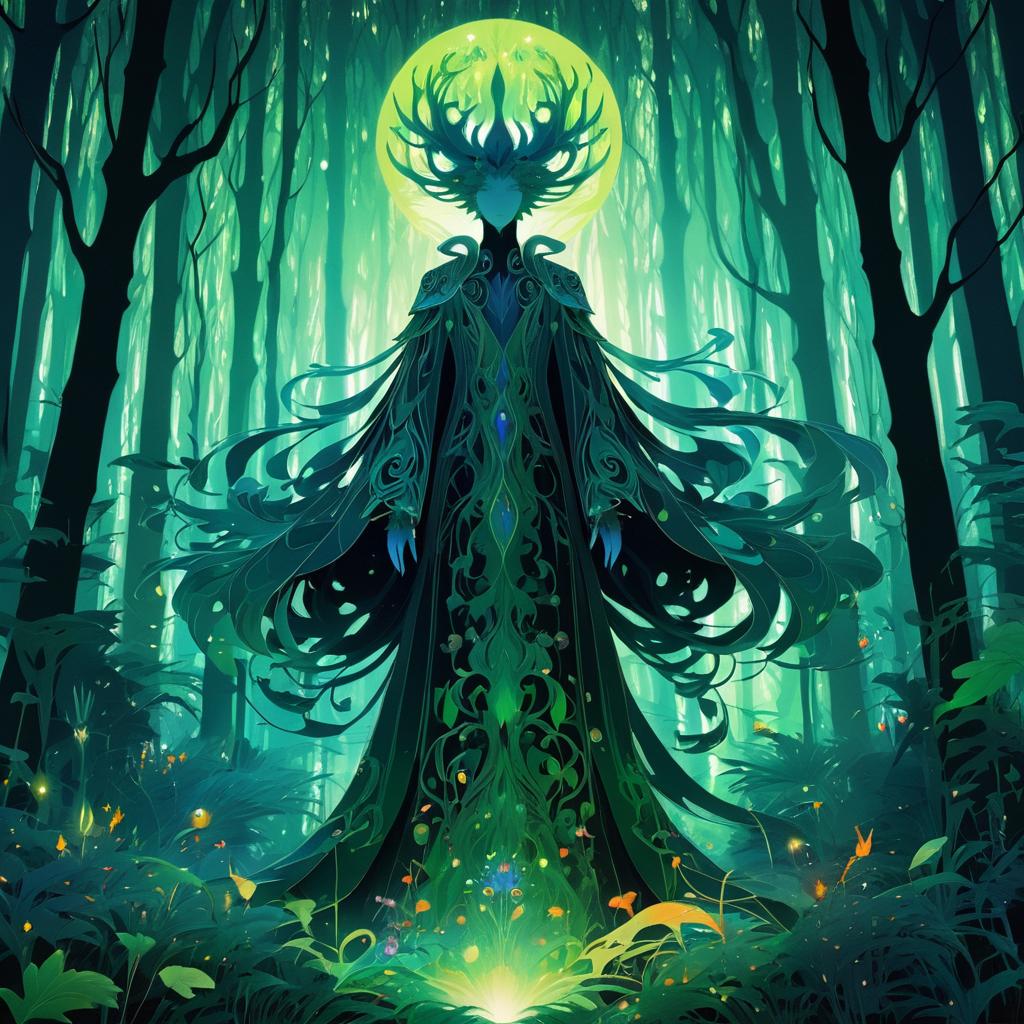 Maximalist Otherworldly Forest Illustration