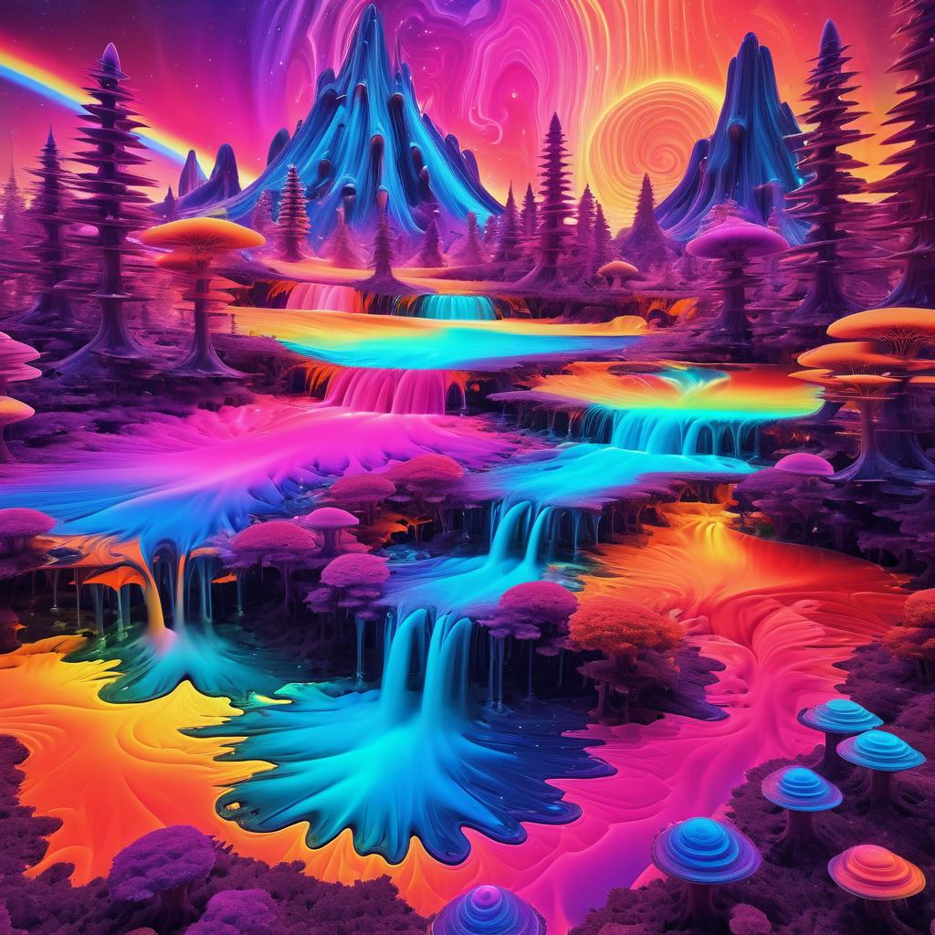 Psychedelic Mushroom Forest on Bismuth Planet