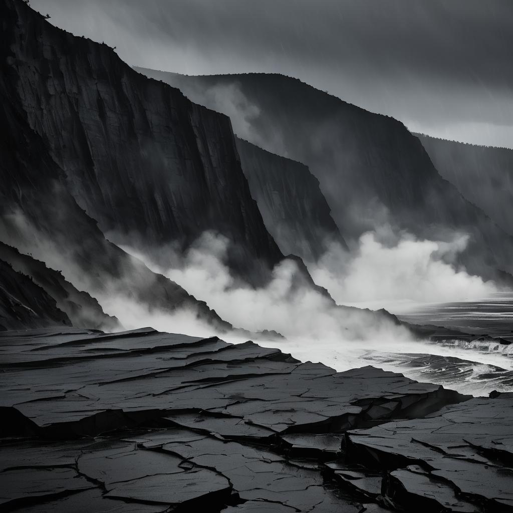 Stormy Evening at a Smoldering Crater