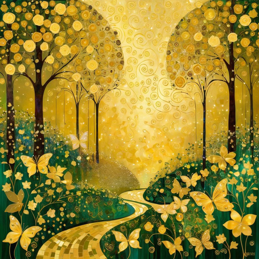 Gustav Klimt Inspired Serene Garden Art