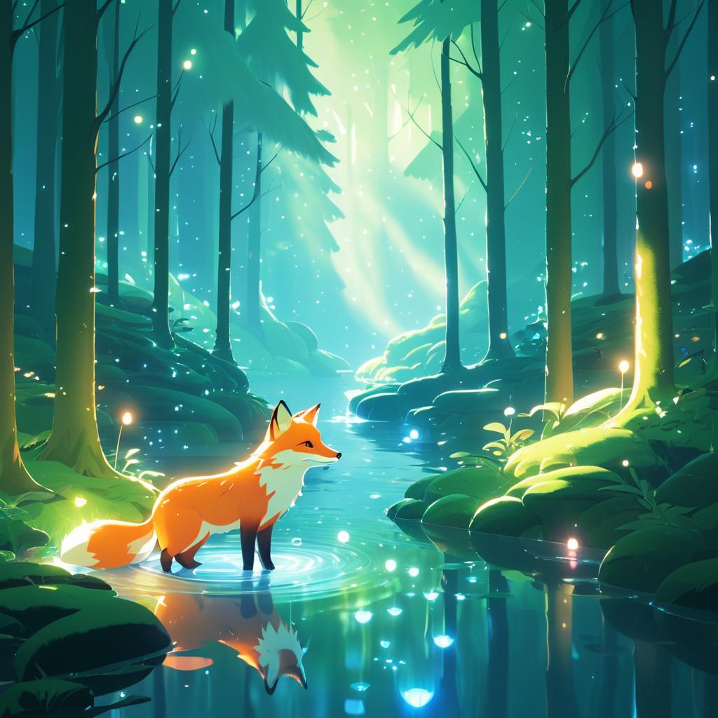 Whimsical Fox in a Magical Bath