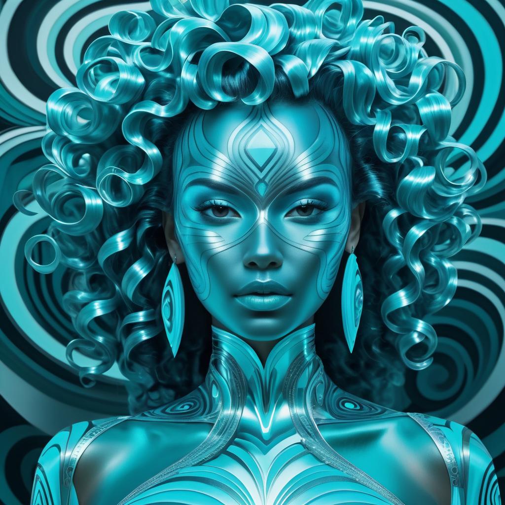 Surreal Woman with Turquoise and Silver Skin