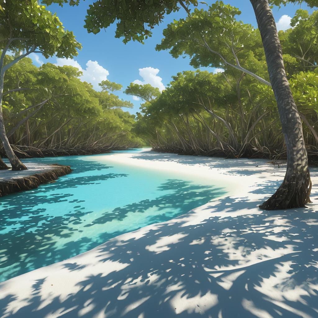 Photorealistic Coral Atoll with Mangroves