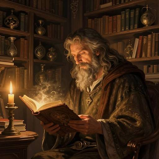 Bohdan the Ancient Scholar in Library