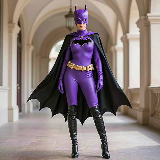 Photorealistic Batgirl in Purple Costume