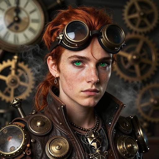 Steampunk Adventurer with Red Hair