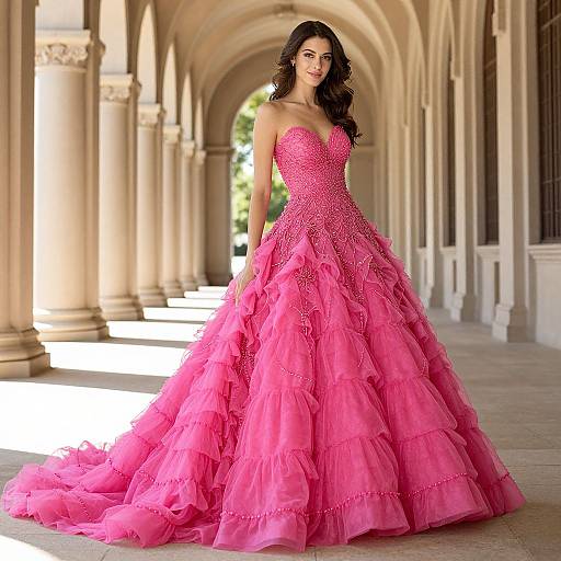 Vibrant Pink Elegant Ball Gown
