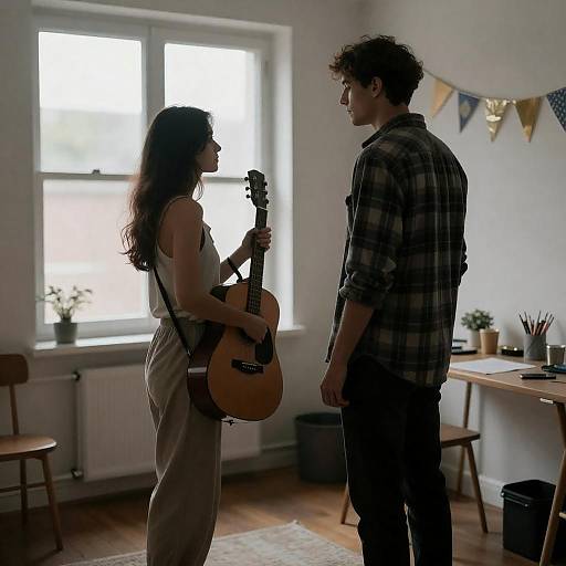 Silhouetted Couple in Bright Room