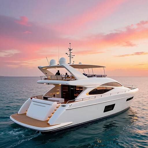 Luxury Yacht Sailing at Sunset
