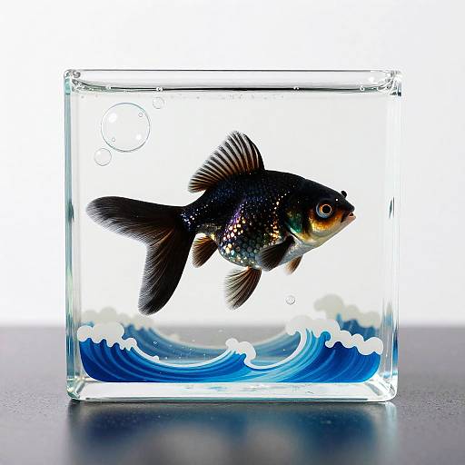 Black Goldfish on Acrylic Table