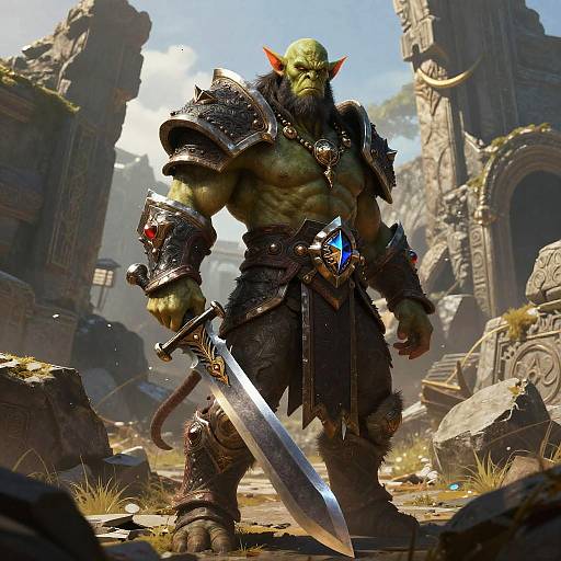 Realistic Orc Blade Master Illustration