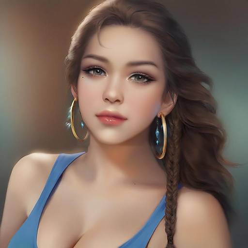 Portrait of Young Woman with Hoop Earrings