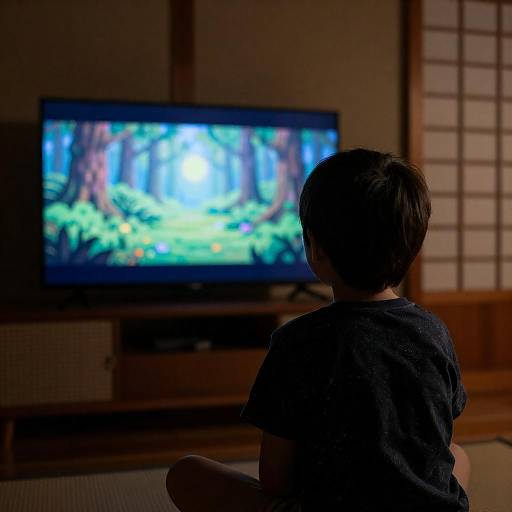 Child in Dim Room with TV Glow
