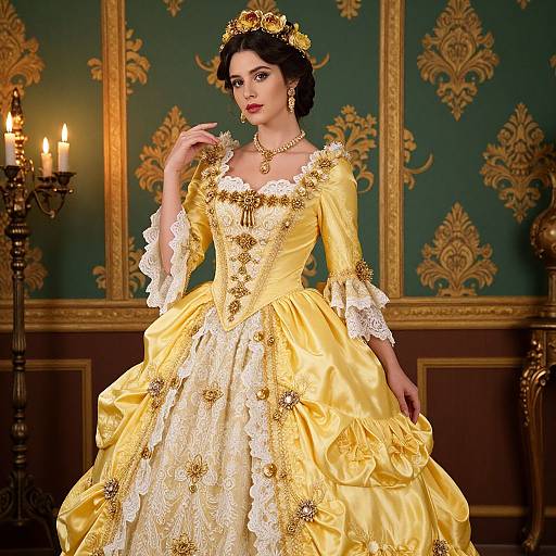 Elegant Victorian Yellow Wedding Gown