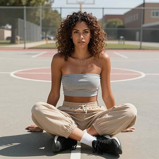 Intense Gaze on a Sunlit Court