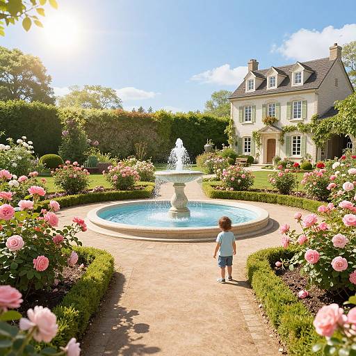 Tranquil Medieval Garden with Child