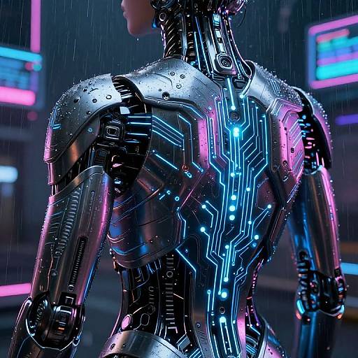 Futuristic Cyborg with Glowing Circuitry