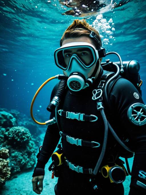 Man in Scuba Diving Gear Underwater