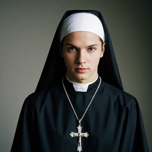Man Wearing Nun Habit with Cross Necklace
