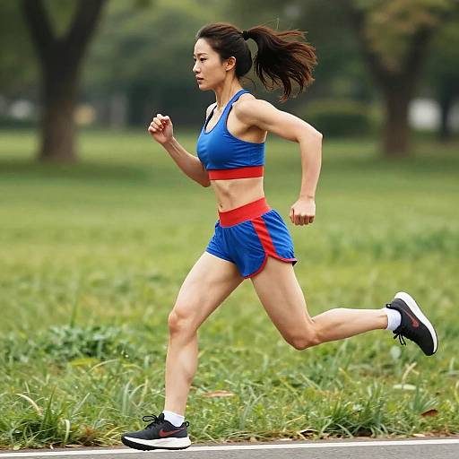 Dynamic Woman Sprinting in Park