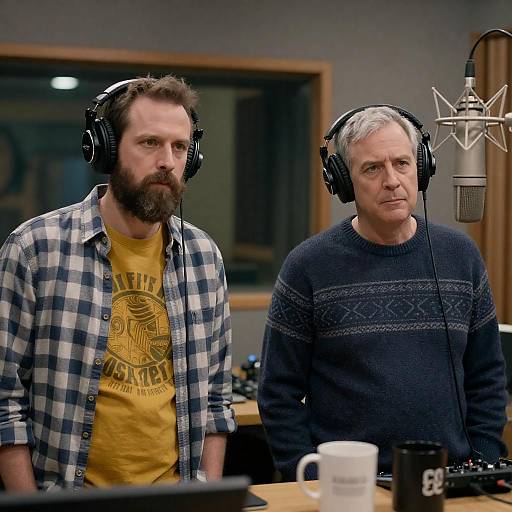 Serious Musicians in Recording Studio