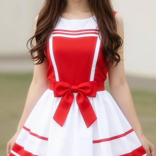 Girl in Red and White Dress