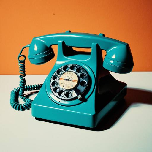 Vintage Teal Rotary Phone with Orange Background