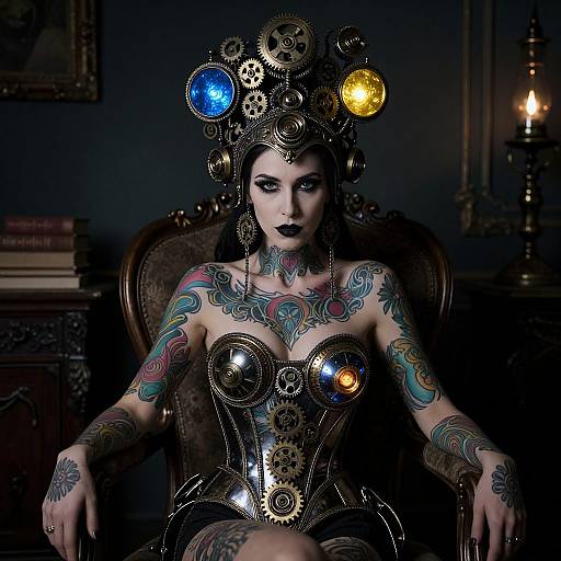 Moody Steampunk Woman in Vintage Room