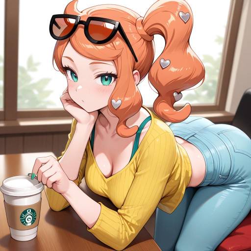 Stylish Girl with Orange Hair and Sunglasses