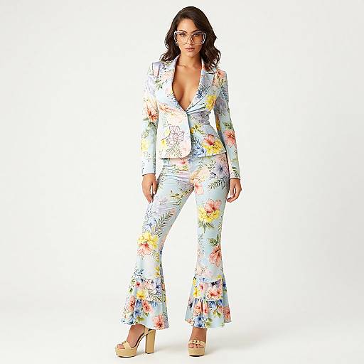 Vintage Floral Pastel Pantsuit Style