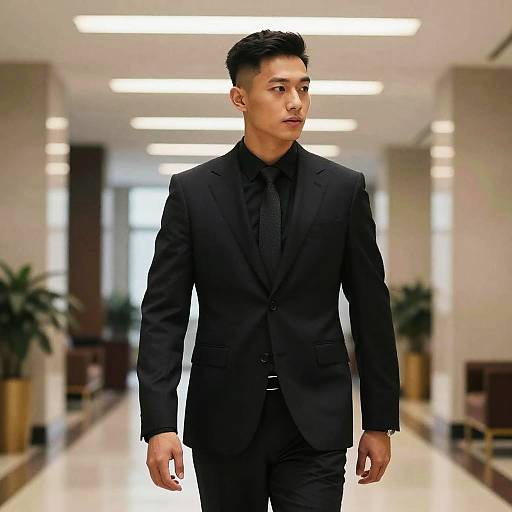 Businessman with High Fade in Skyscraper