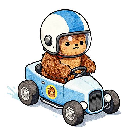 Bigfoot Hotrod Rider Watercolor Comic