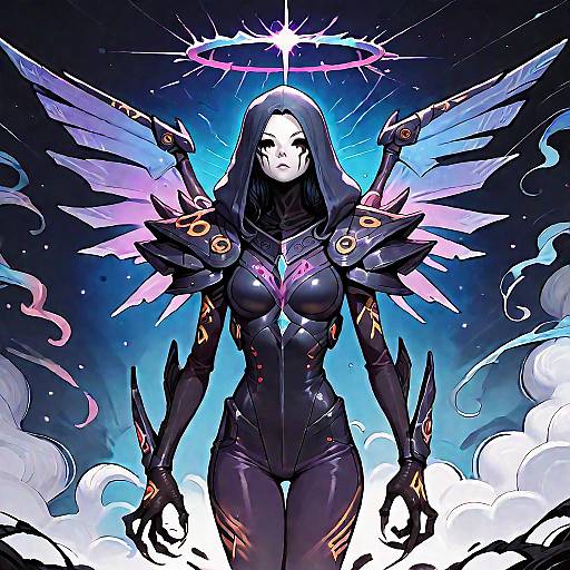 Cosmic Angelic Warrior with Halo and Wings