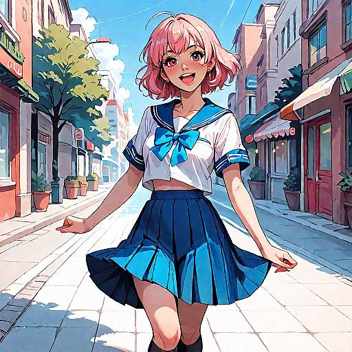 Yukina Laughing in School Uniform