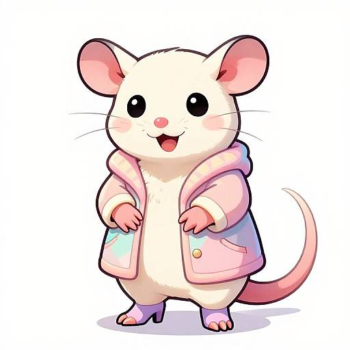 Chibi Opossum in 70s Pastel Fashion