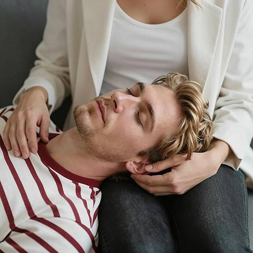 Tender Moment: Man Resting on Lap