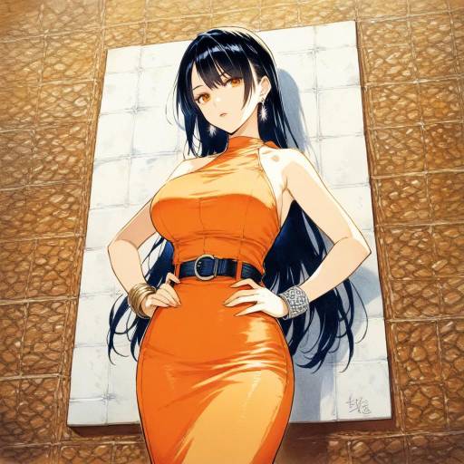 Elegant Hinata Hyuga in Orange Dress