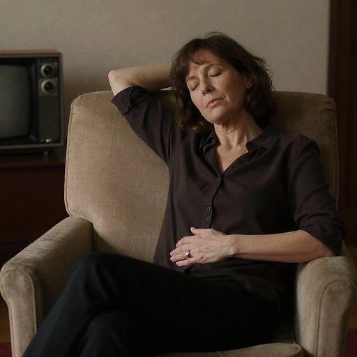 Relaxed Middle-Aged Woman in Dim Room