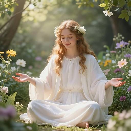 Ethereal Femboy Jesus in Garden