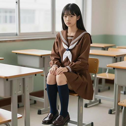 Classroom Portrait of an Asian Girl