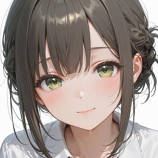 Cheerful Girl with Bangs on White Background