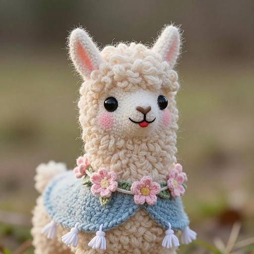 Macro Portrait of Amigurumi Llama
