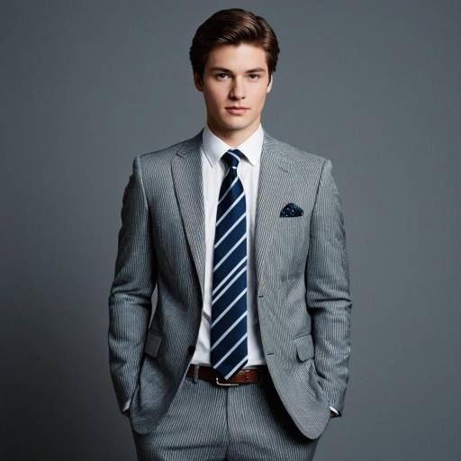 Young man in seersucker suit with striped tie