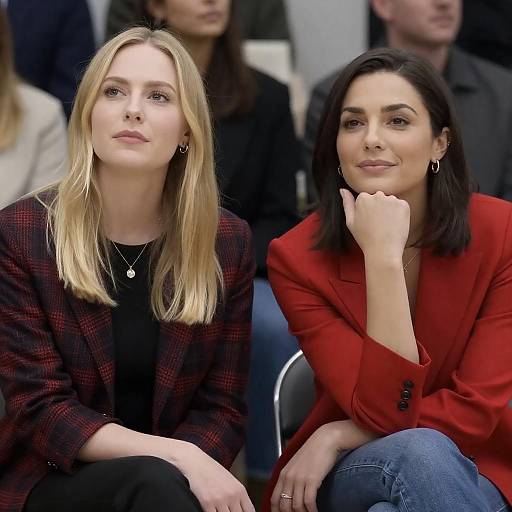 Two Women in Red and Plaid