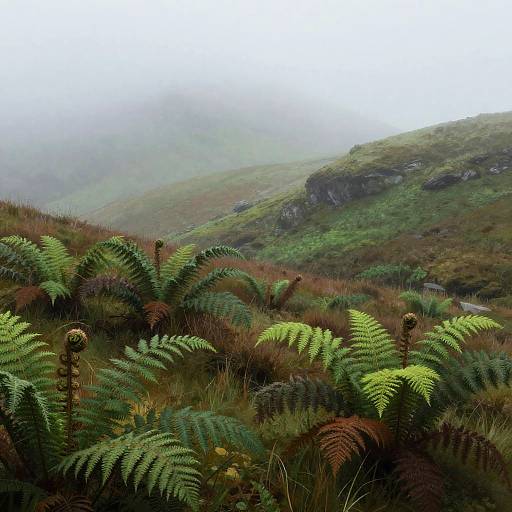 Ethereal Misty Foothills Landscape