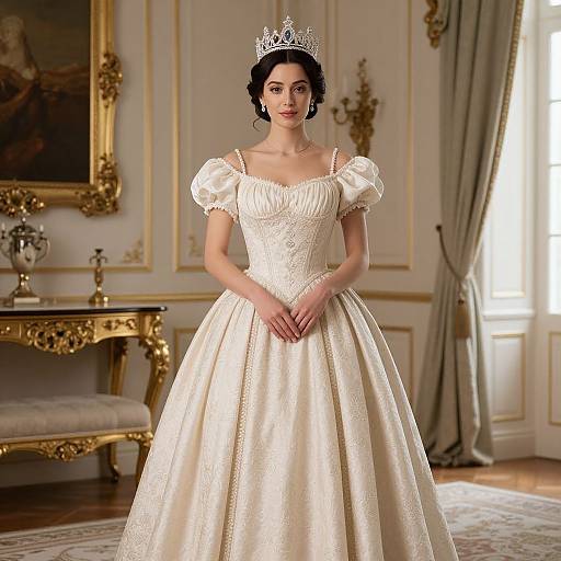 Woman in Dress and Crown Costume